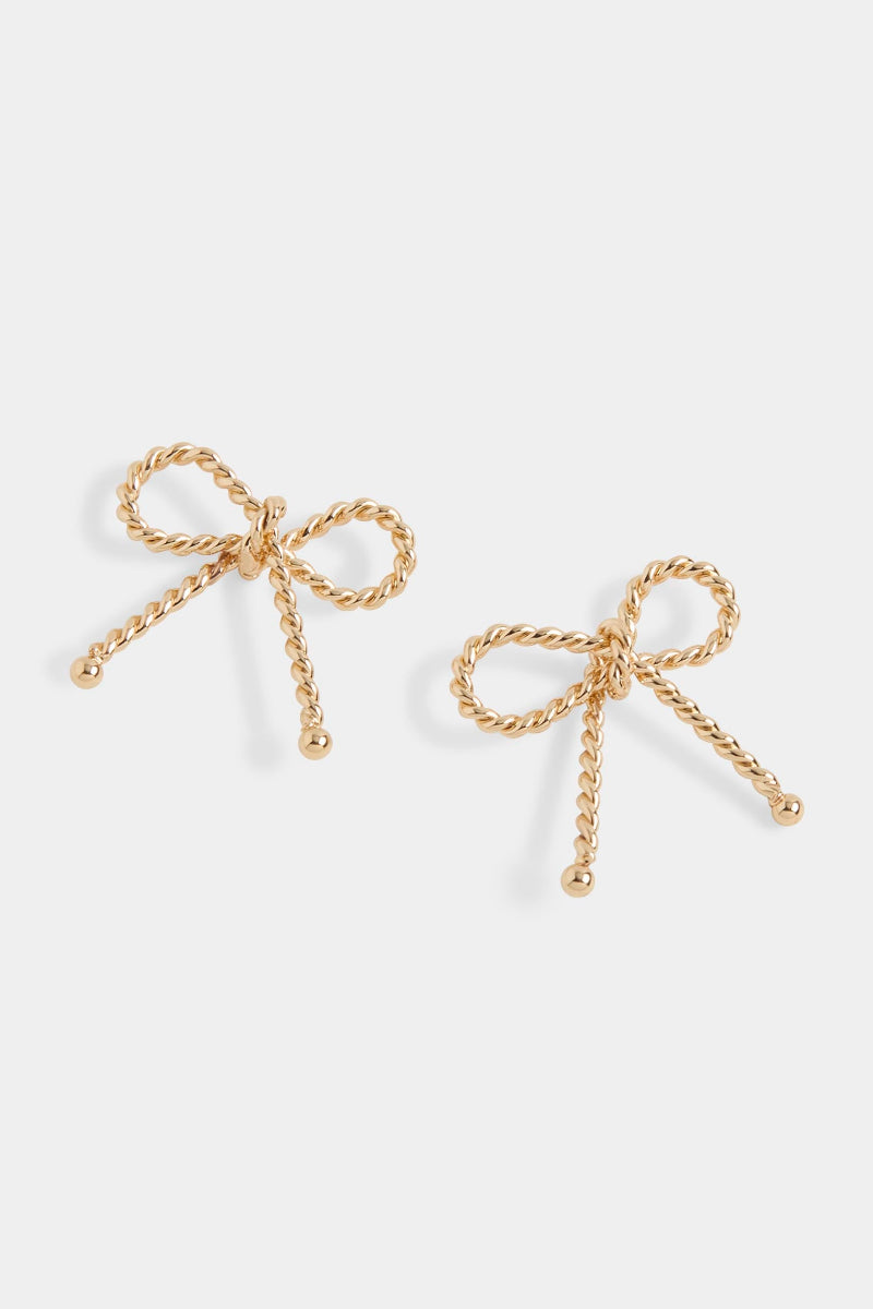Rope Bow Stud Earrings Gold