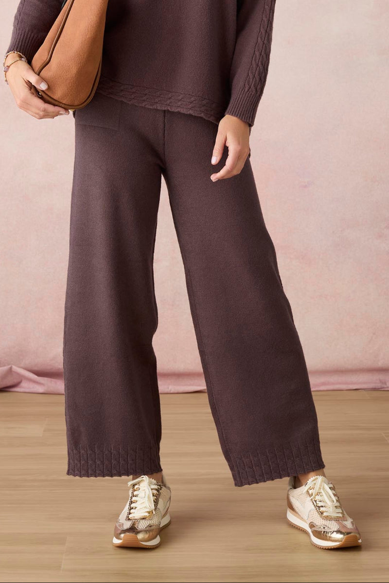Heavenly-Luxe Cable Knit Detail Pant XS French Roast