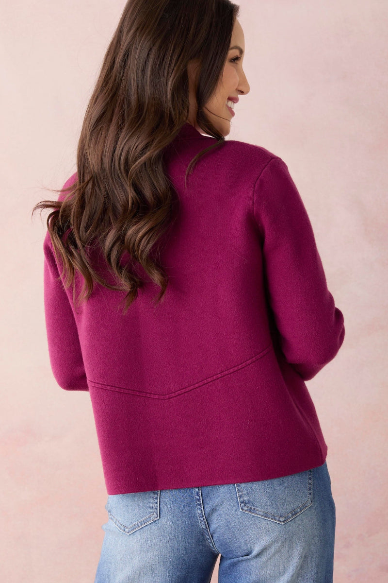 Heavenly-Luxe Notch Collar Cardigan L/XL Rich Wine