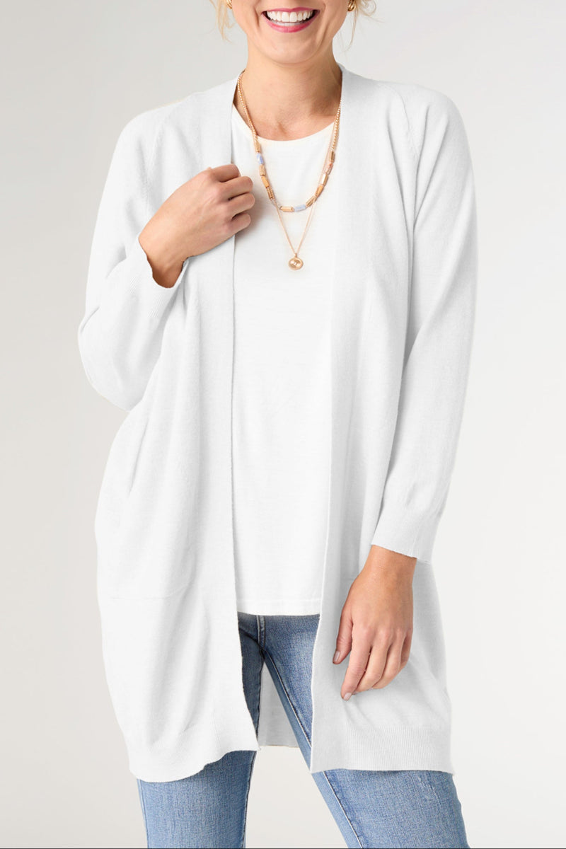 Lightweight Heavenly Luxe 3/4 Sleeve Cardigan L/XL Bright White