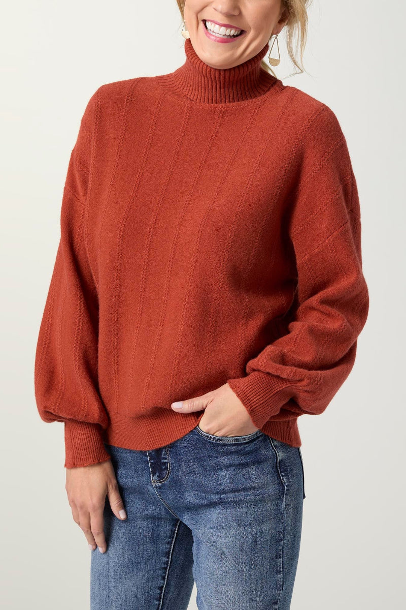 Heavenly-Luxe Textured Knit Turtleneck XS Spice