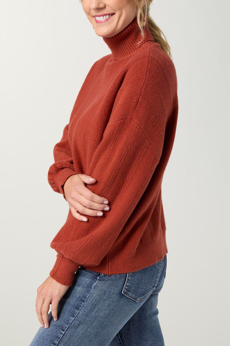 Heavenly-Luxe Textured Knit Turtleneck XS Spice