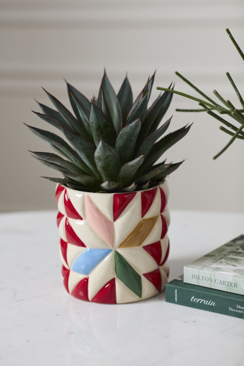 Accent Decor Cozy Quilt Pot 7.25"x7" Multi