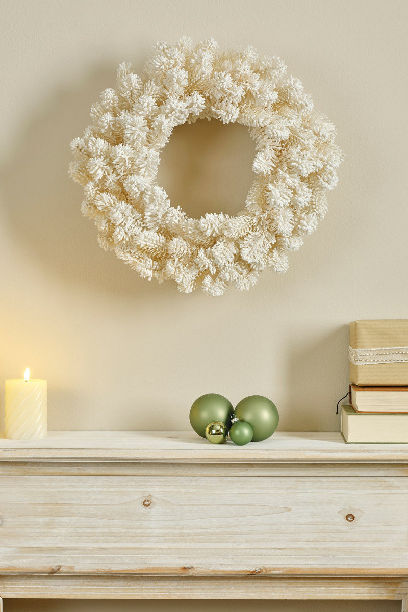 Faux Cozy Wreath 19.68" Cream White