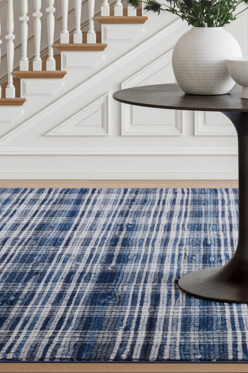 Dash & Albert Denim Plaid Washable Rug 2'x3'