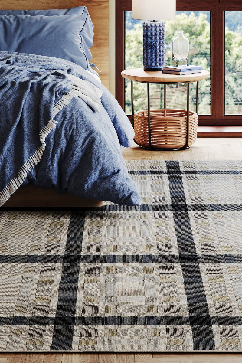 Dash & Albert Mesael Modern Plaid Indoor Rug 3'x5' Blue