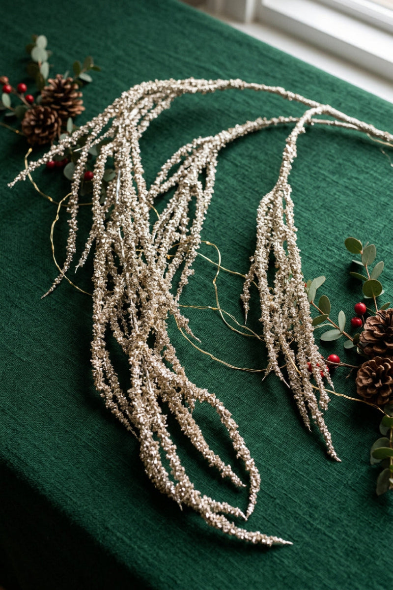 Metallic Hanging Berry Spray 40" Champagne