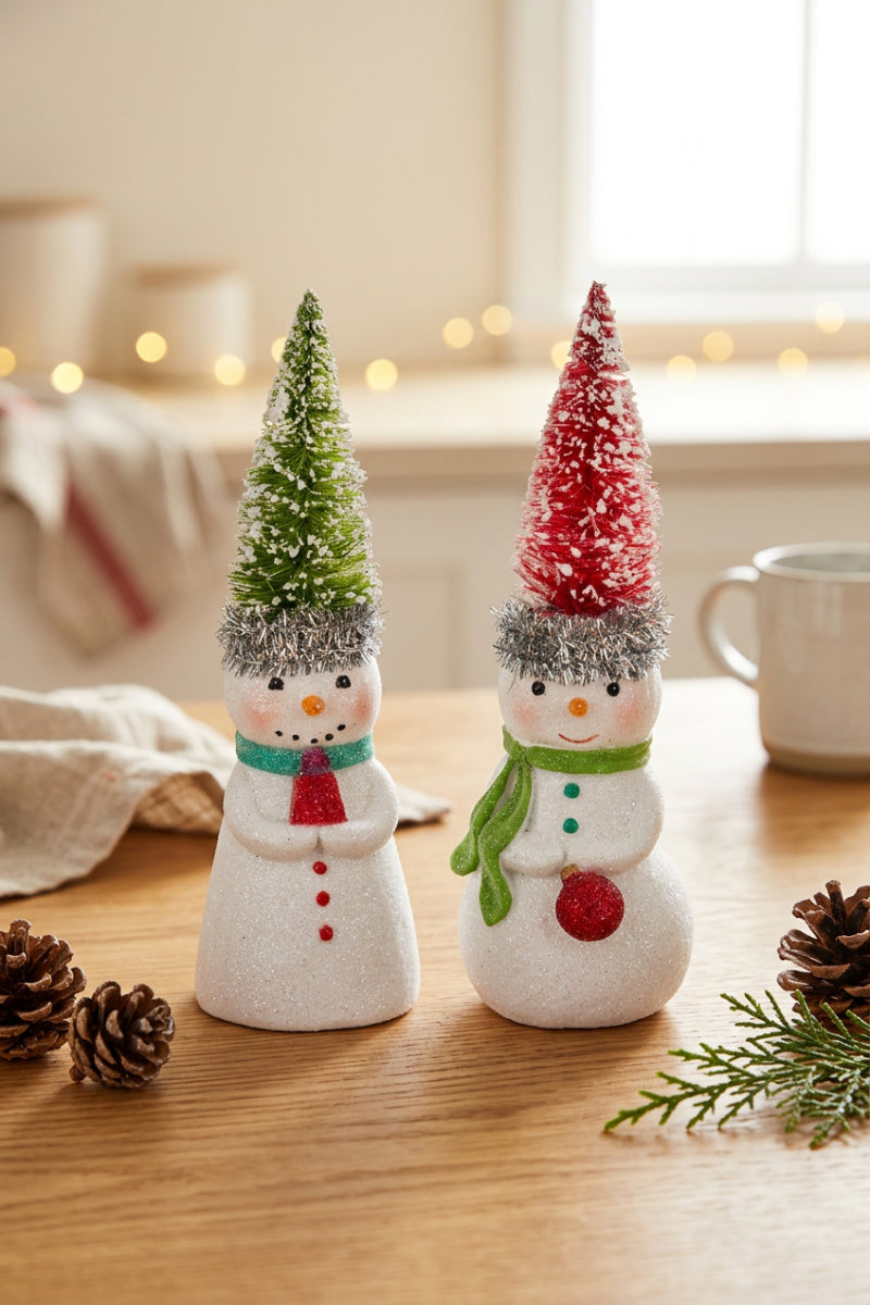 Snowman with Tree Figurines