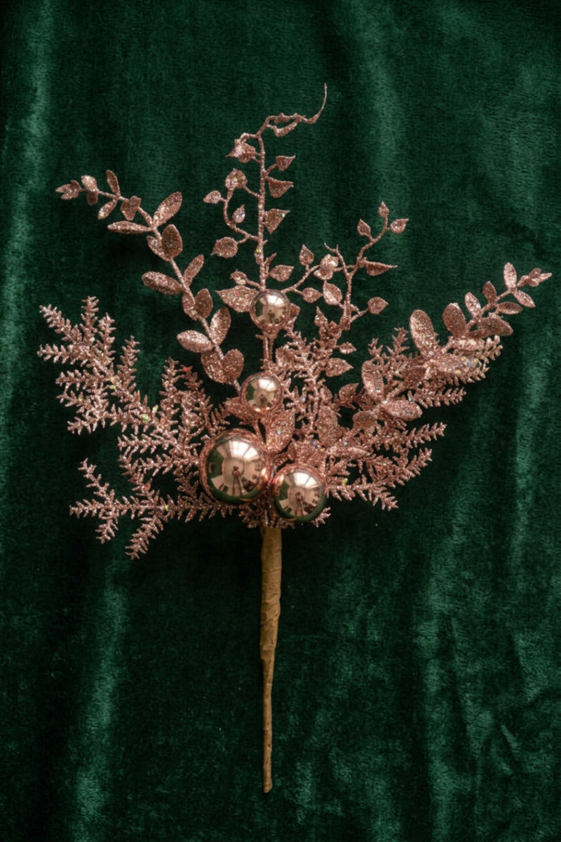 Faux Glitter Mixed Pine Ball Spray 18" Blush