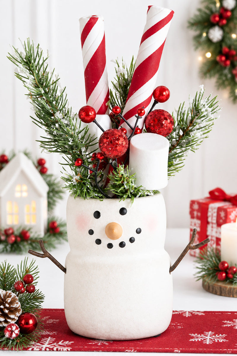 Marshmallow Snowman with Peppermint Stick