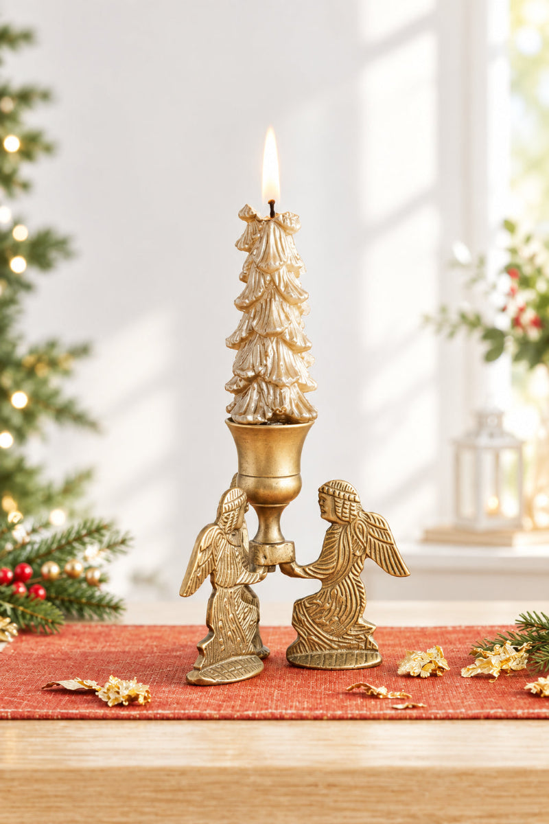 Metal Taper Holder with Angels Gold Finish