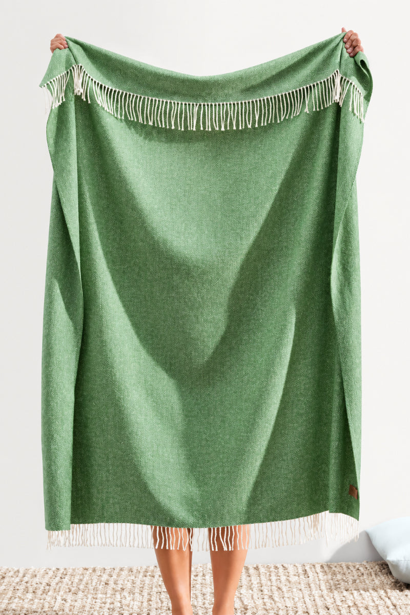 Lands Downunder Italian Herringbone Throw Olive