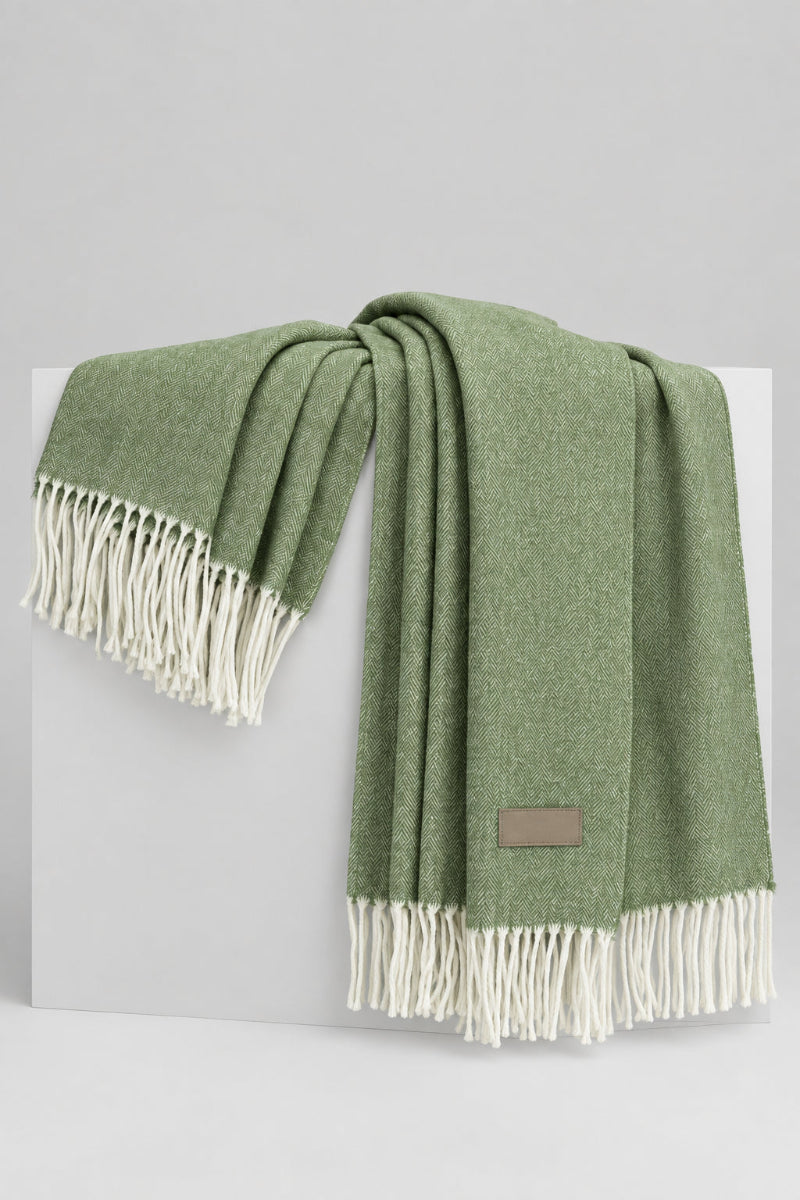 Lands Downunder Italian Herringbone Throw Olive