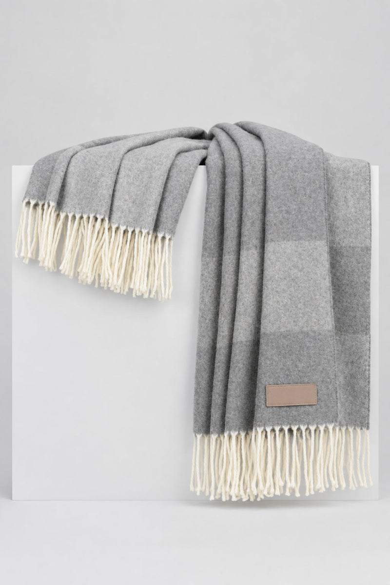 Lands Downunder Hampton Plaid Herringbone Throw Pebble