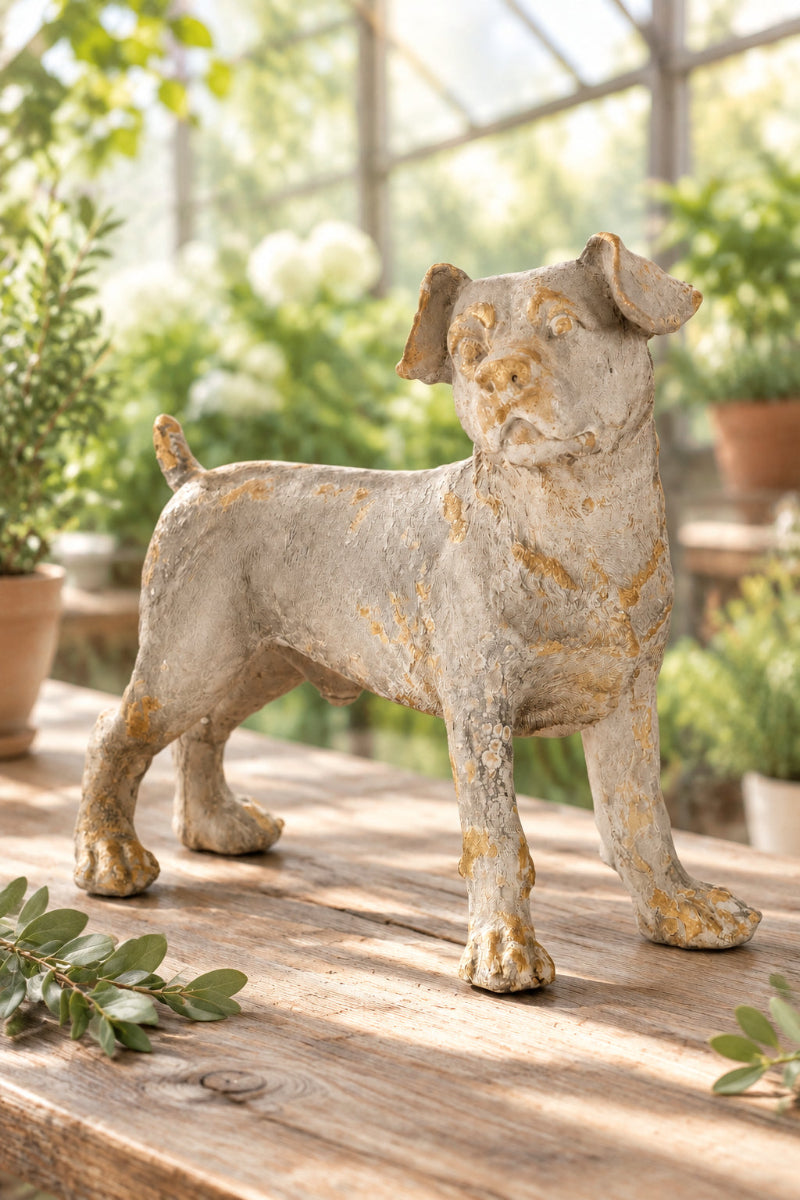 Weathered Dog 13.25" Gray & Gold