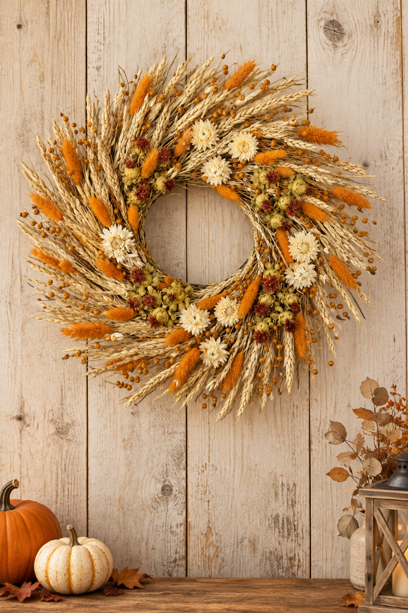 Dried Copper Fields Wreath 18"