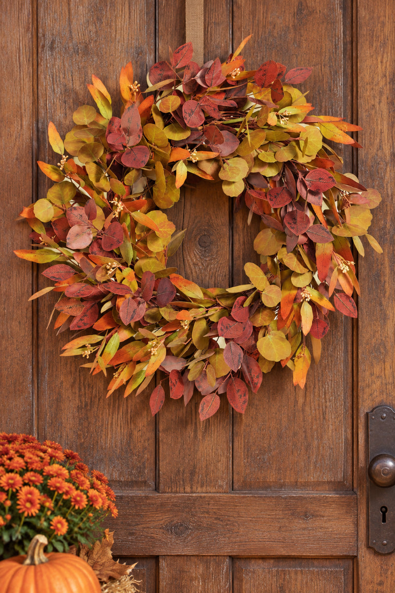Faux Fall  Eucalyptus Leaf Wreath 22"