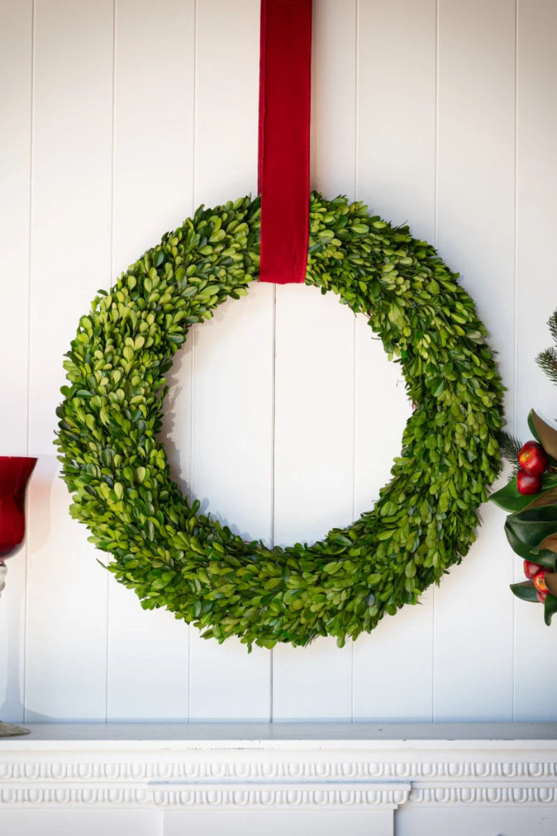 Preserved Boxwood Country Manor Wreath 24"