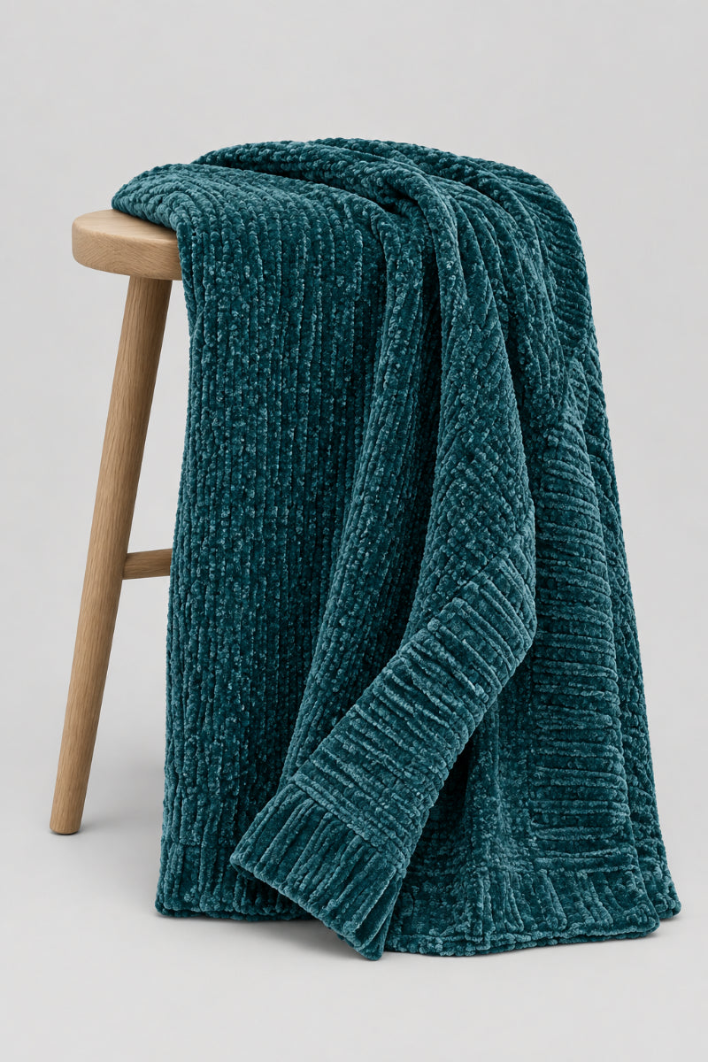 Knitted Chenille Throw 50x60" Green