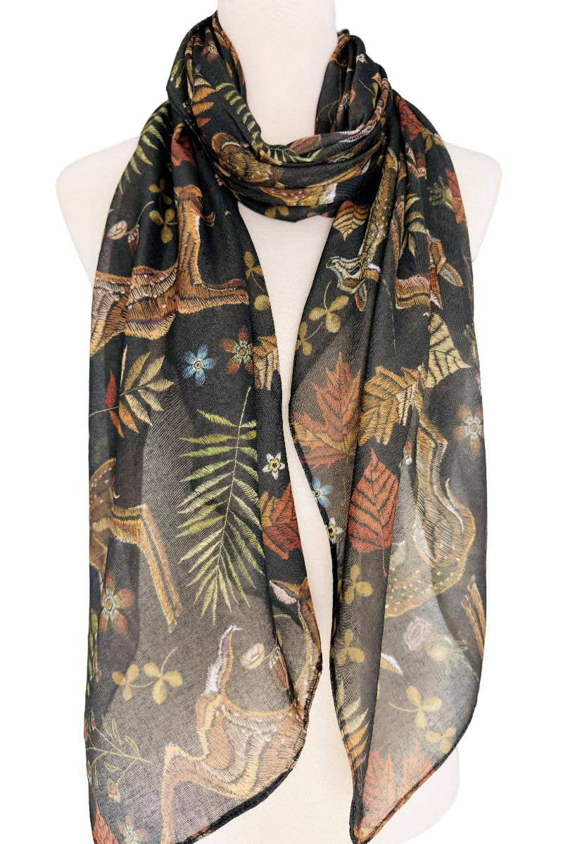 Deer Garden Scarf Black/Multi