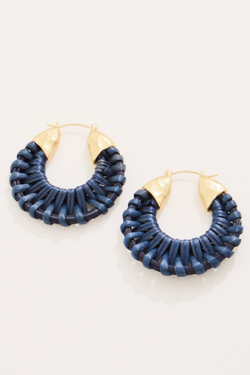 Spartina Wicker Hoop Earrings Dark Blue