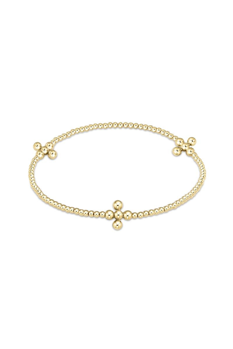 enewton Beaded 3mm Gold Signature Cross 2mm Gold Bracelet