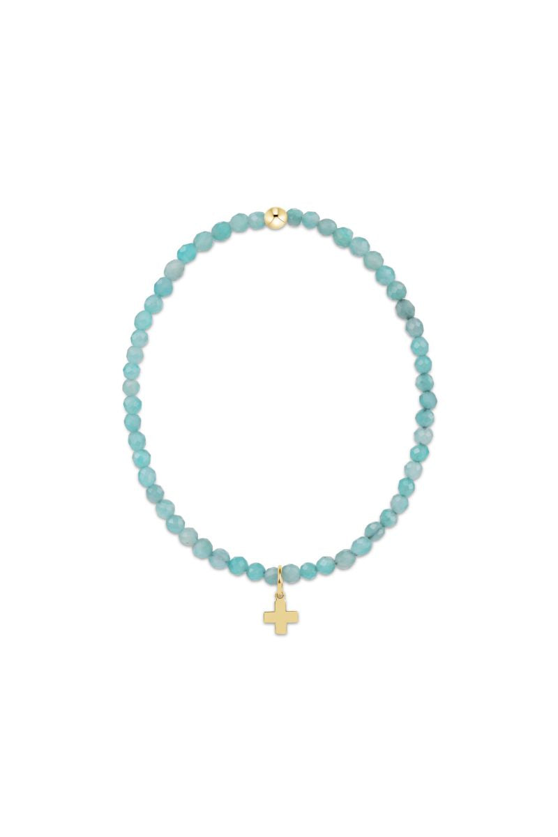 enewton Classic Amazonite 3mm Bracelet Signature Cross Gold Charm