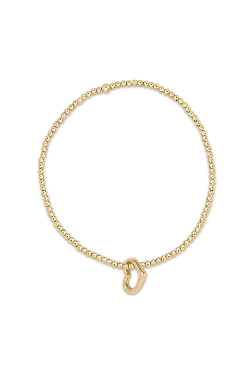 eNewton Classic Gold 2.5mm Bead Bracelet Love Gold Charm