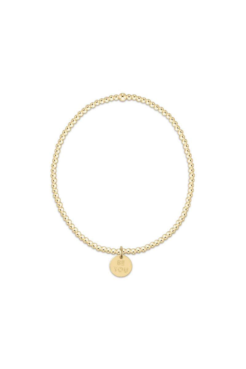 eNewton Classic Gold 2mm Bead Bracelet Be You Small Gold Disc