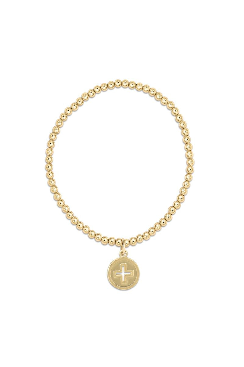 enewton Classic Gold 3mm Bead Bracelet Signature Cross Gold Disc