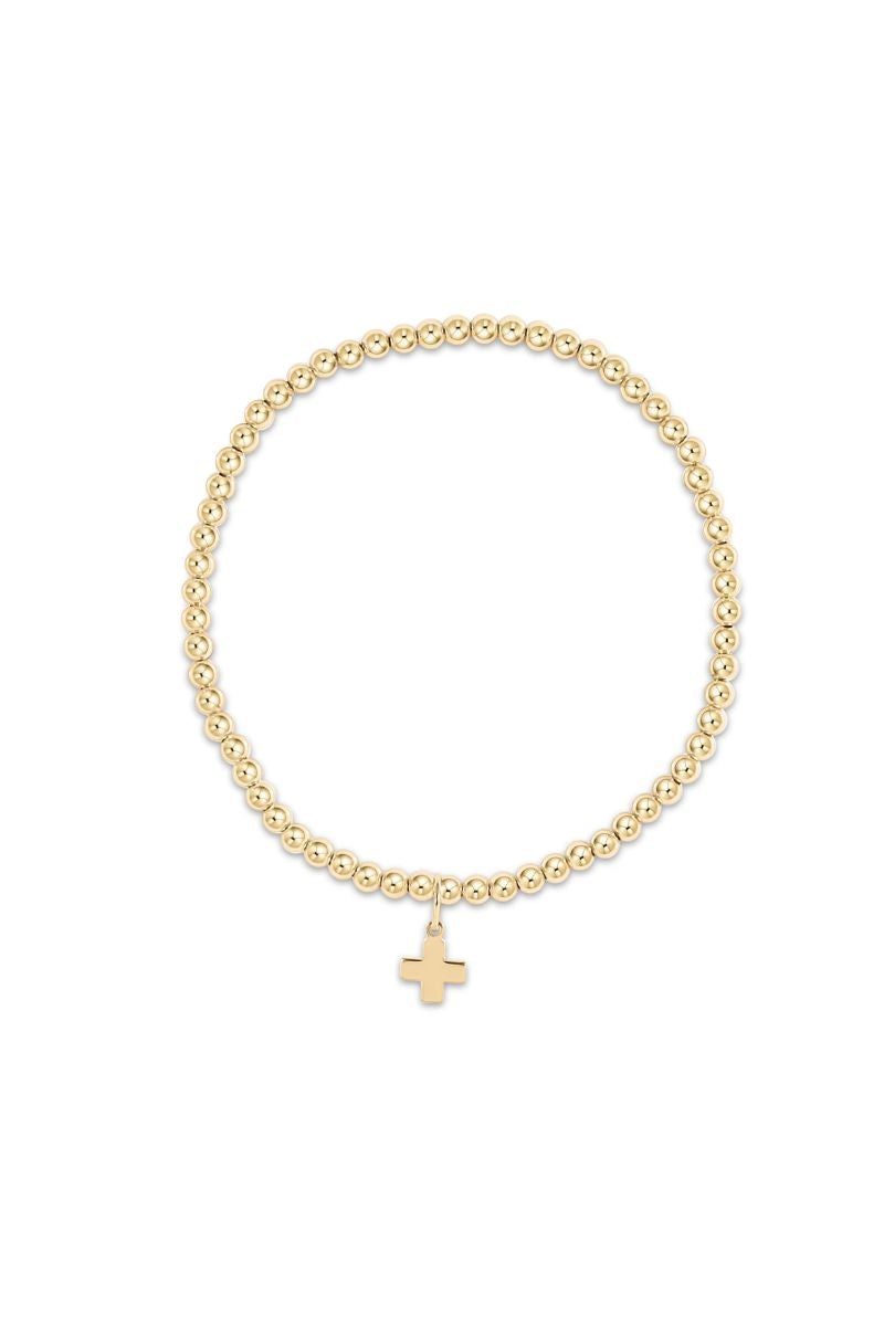enewton Classic Gold 3mm Bracelet Signature Cross Gold Charm