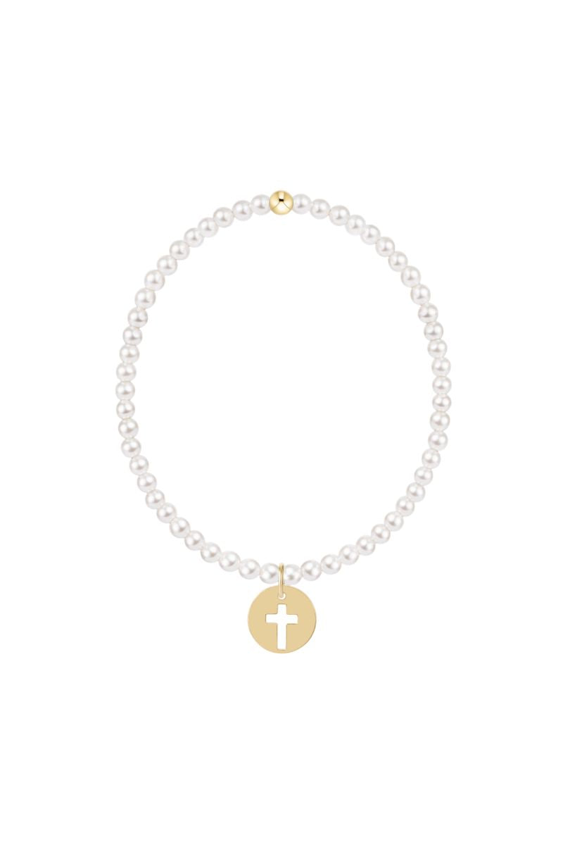 enewton Classic Pearl 3mm Bracelet Blessed Gold Disc