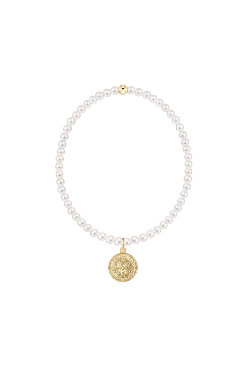 enewton Classic Pearl 3mm Bracelet Blessing Gold Disc