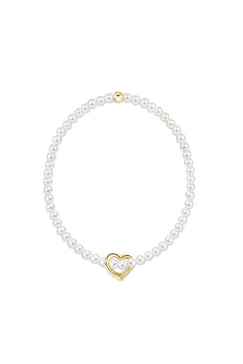 enewton Classic Pearl 3mm Bracelet Love Plush Gold Charm