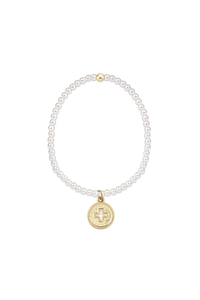 enewton Classic Pearl 3mm Bracelet Signature Cross Gold