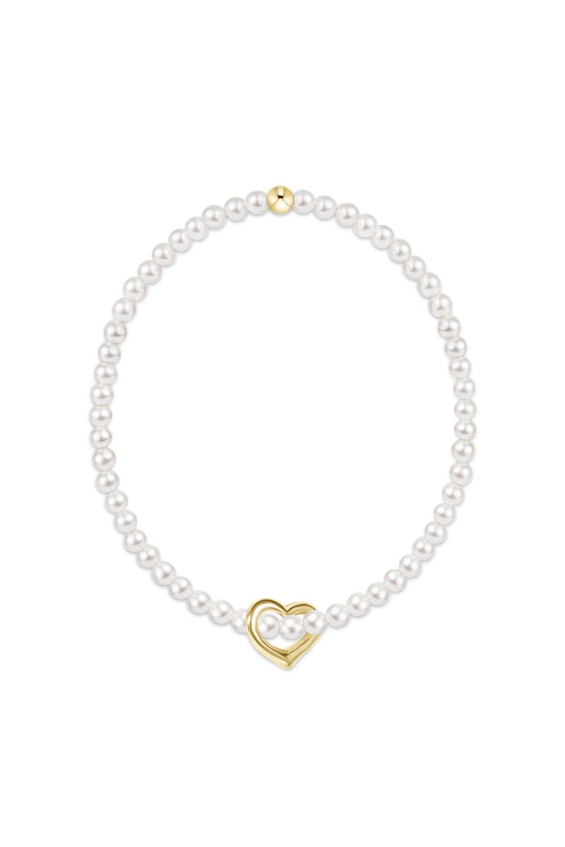 enewton Classic Pearl 3mm Bracelet Love Gold Charm