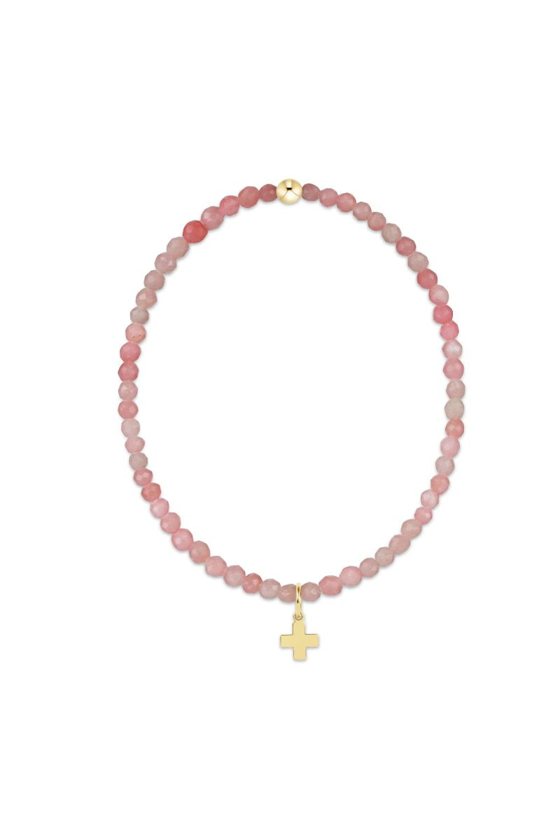enewton Classic Pink Opal 3mm Bracelet Signature Cross Gold Charm