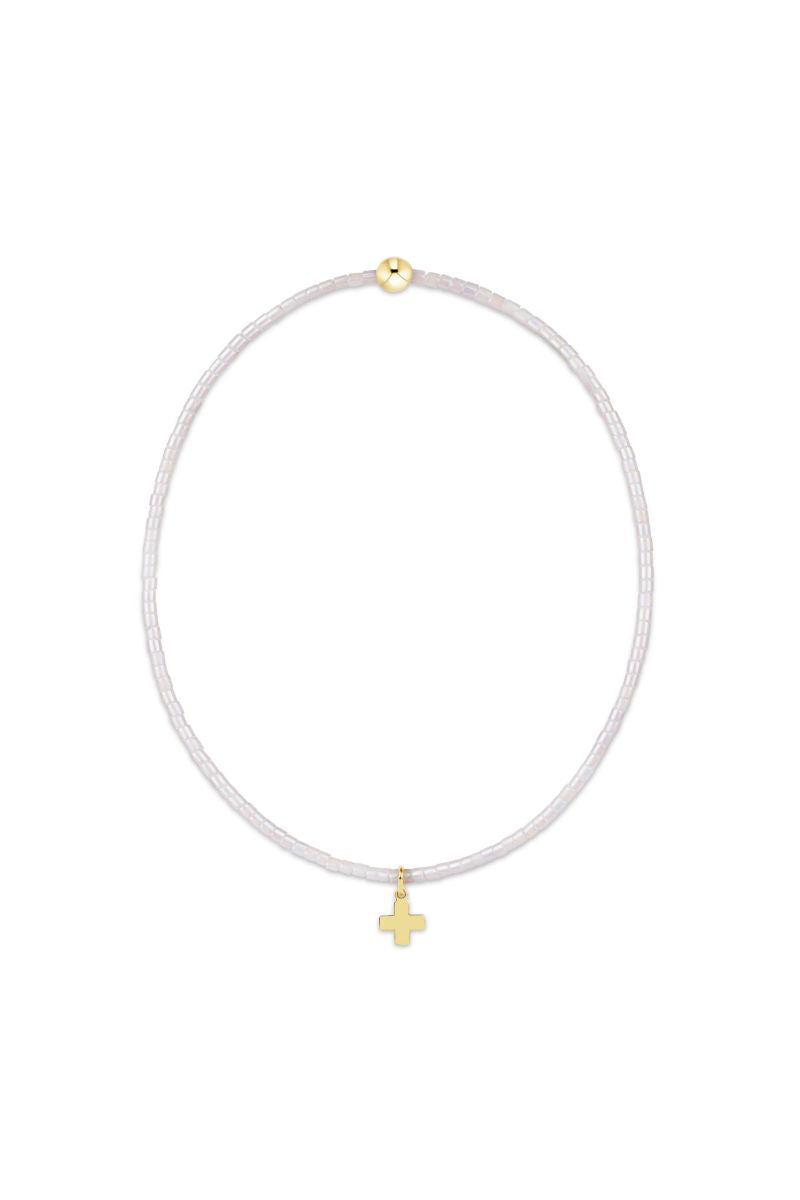 enewton Hope Classic Silky White Bracelet Signature Cross Small Gold Charm