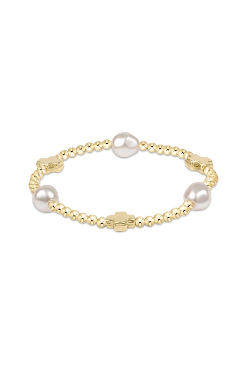 enewton Signature Cross Gold & Admire Pearl 3mm Gold Bracelet