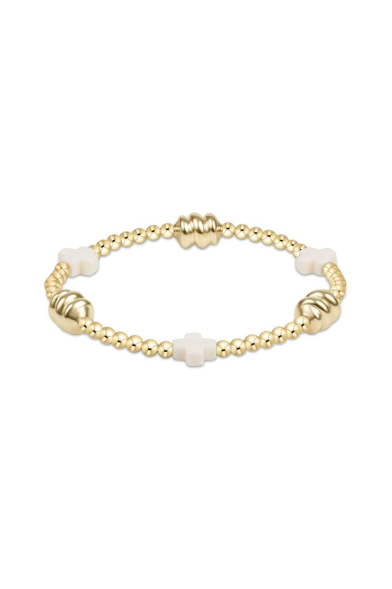 enewton Signature Cross Off-White & Admire Gold 3mm Gold Bracelet