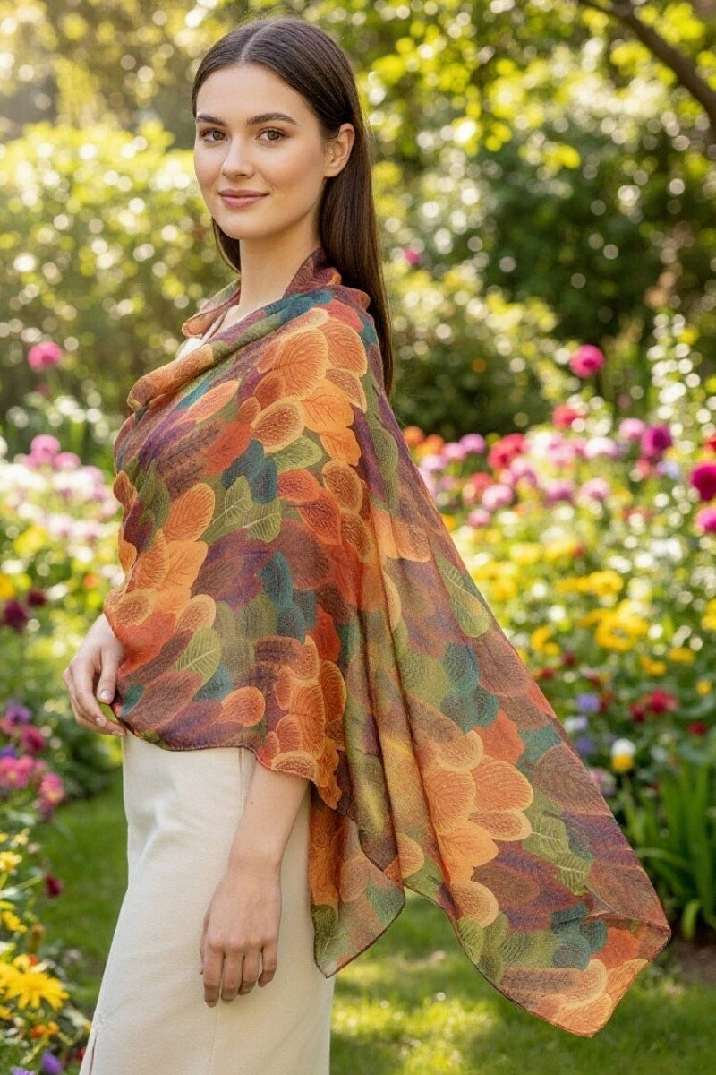 Fall Trees Colorful Leaves Scarf Orange Multi