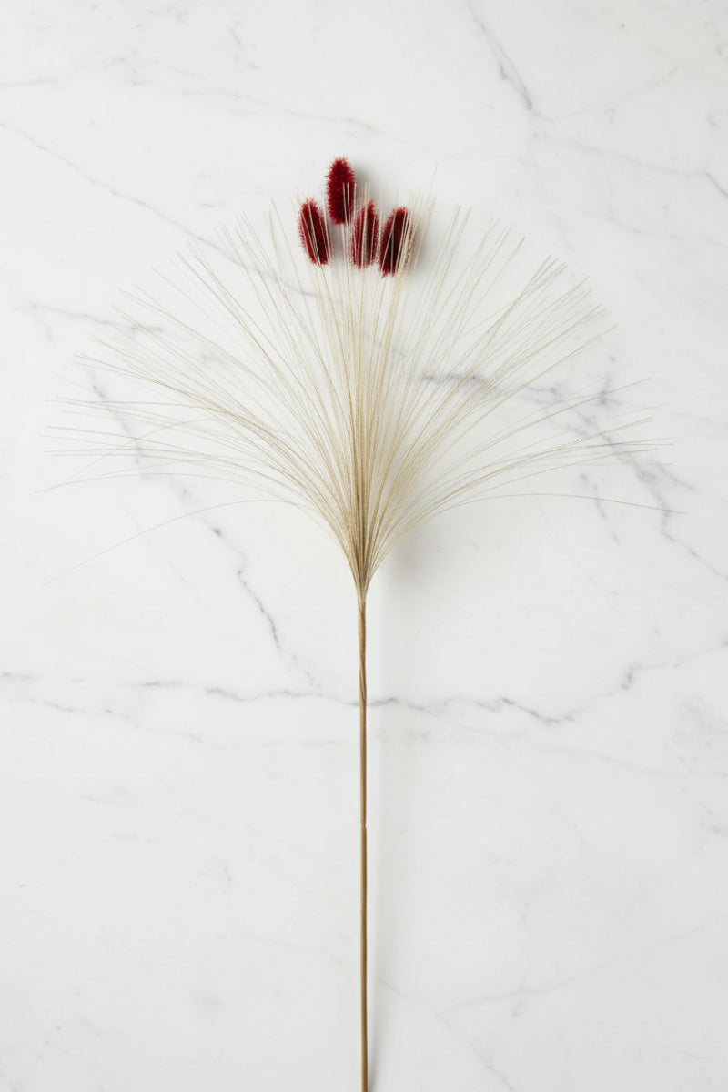 Faux Bunny Tail Grass Bundle 19" Burgundy