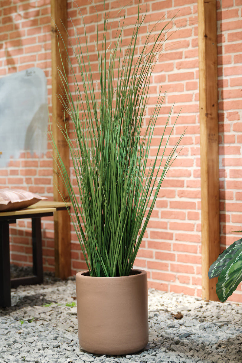 Faux Grass Plant in Planter Green