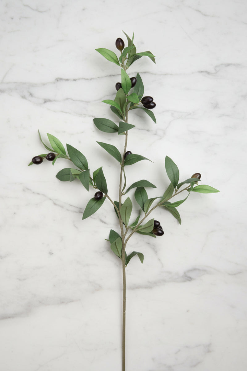 Faux Olive Branch 31.5" Green & Burgundy