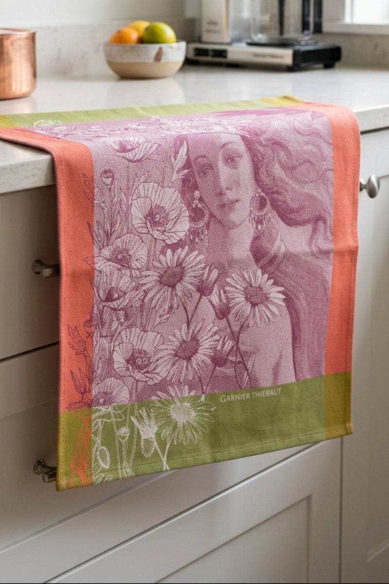 Garnier-Thiebaut Venus Reine Coquelicot Jacquard Kitchen Towel