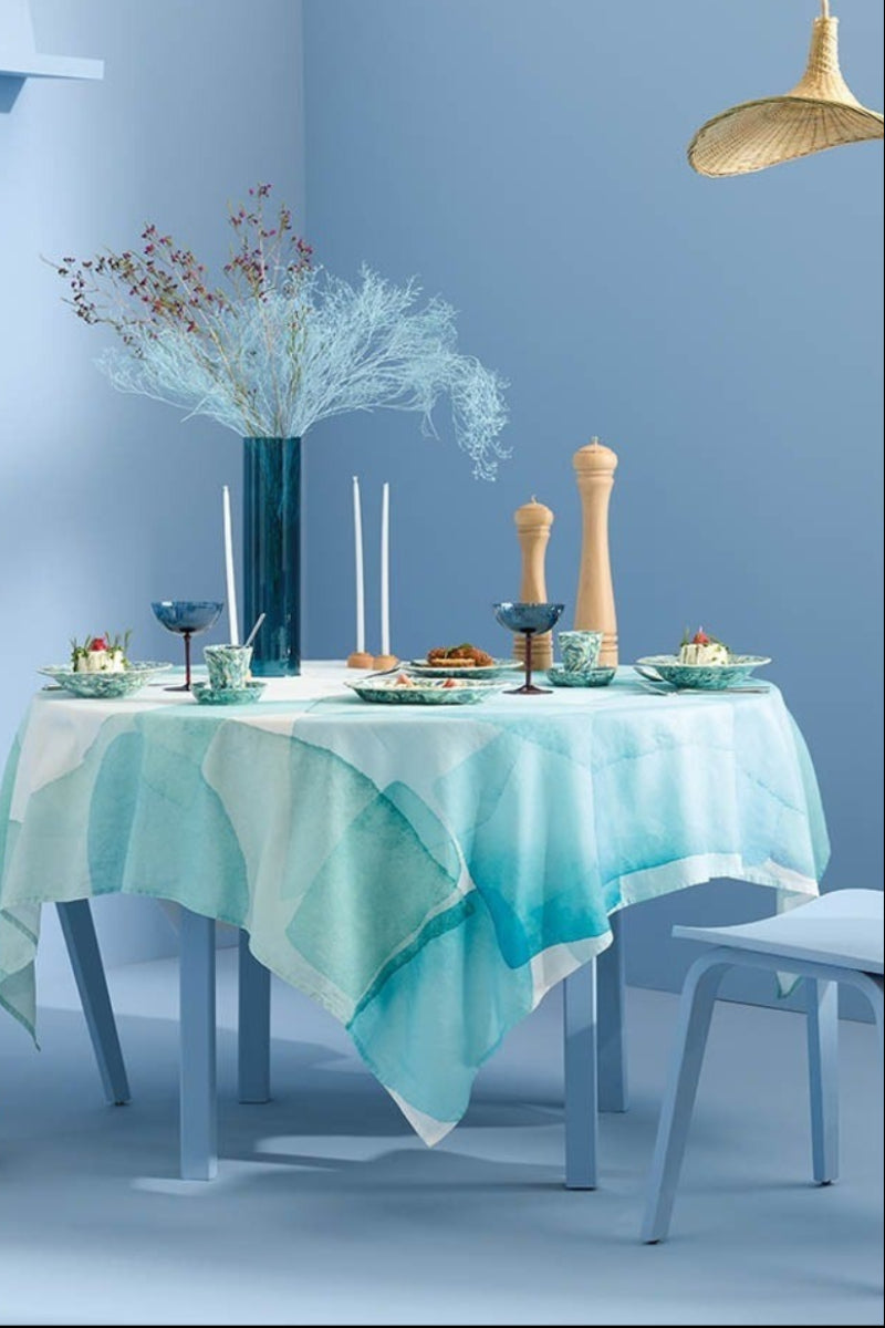 Garnier-Thiebaut Aqua Tablecloth 61"x102" Mineral