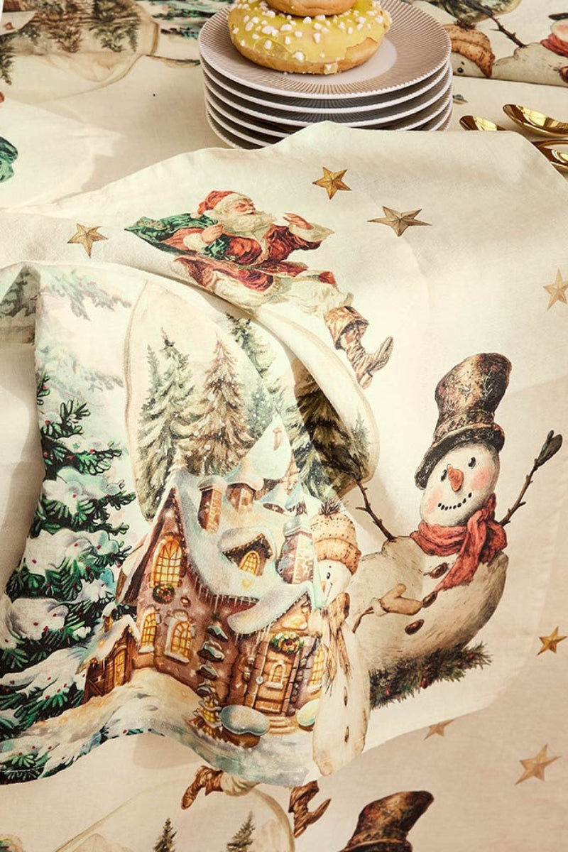 Garnier-Thiebaut Bonhommes De Neige Napkin Vintage