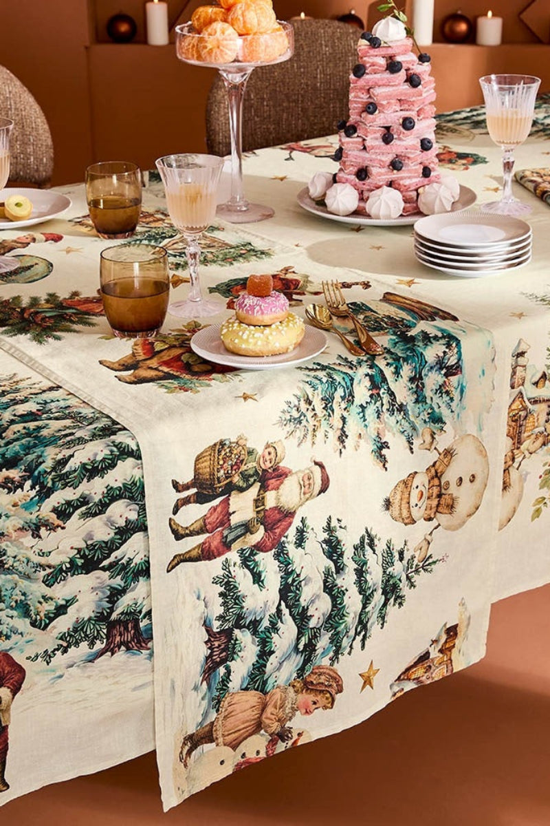 Garnier-Thiebaut Bonhommes De Neige Table Runner 20"x61" Vintage