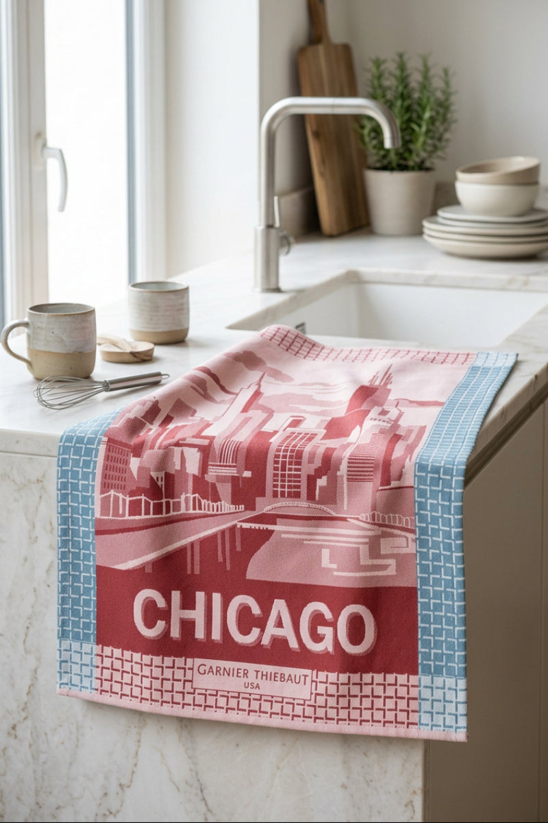 Garnier-Thiebaut Chicago Blue Jacquard Kitchen Towel
