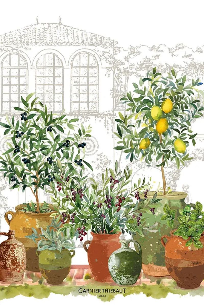 Garnier-Thiebaut Jardin Provencal Olive Kitchen Towel